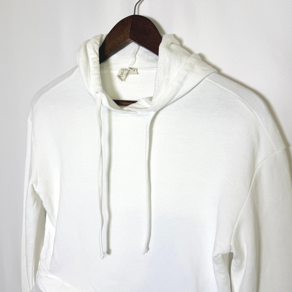 Pilcro Anthropologie White Tulle Hem Hoodie Sweatshirt XXS OB1837118